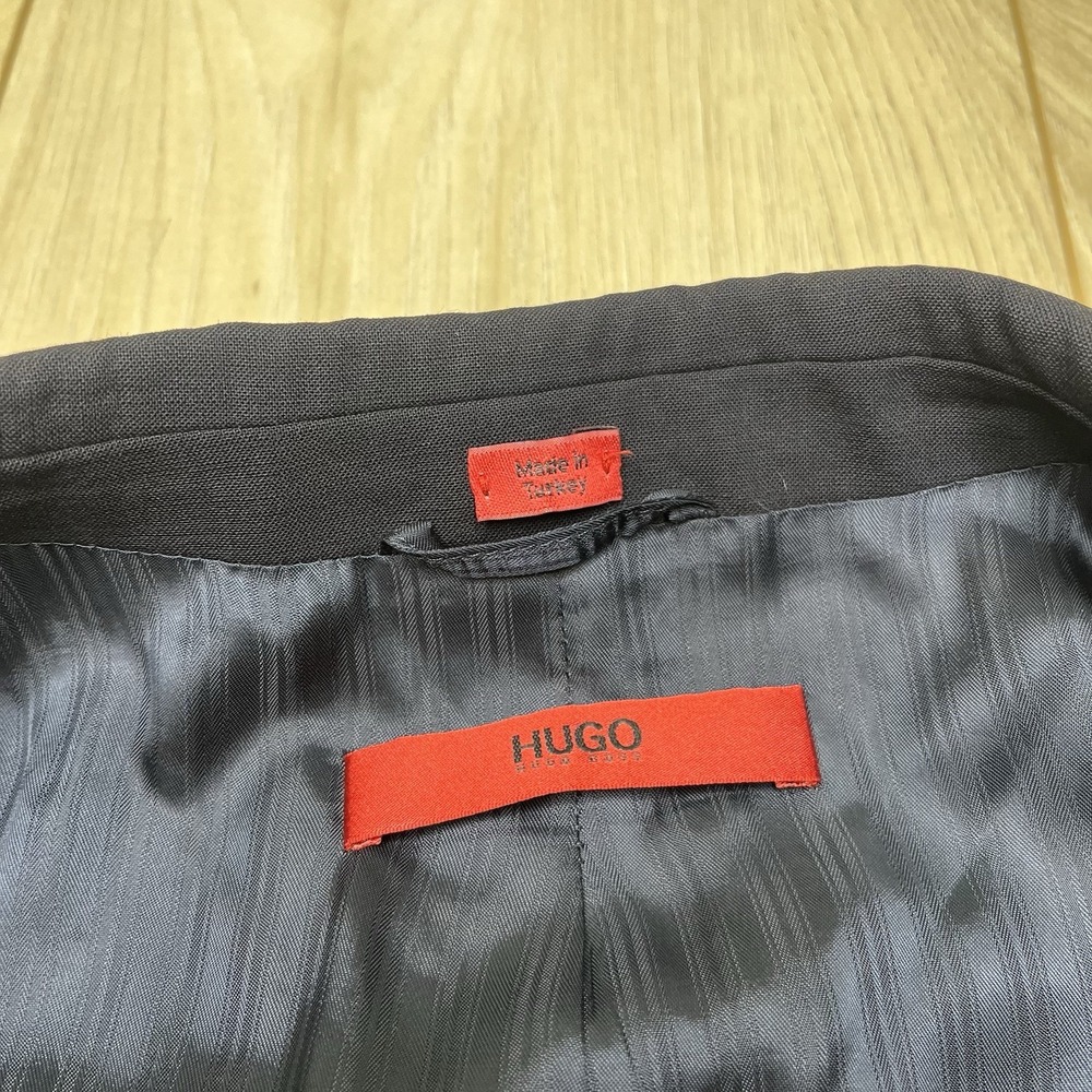 Hugo Boss Mens 2 Piece Suit Solid Navy Blue Wool Jacket Pants 38R 34 X 31 Luxury - Picture 9 of 16